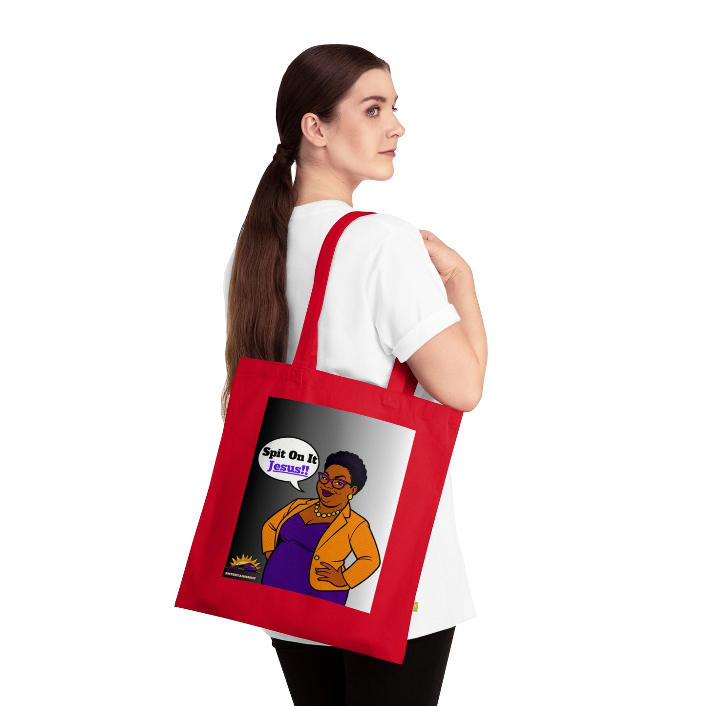 Empowering Organic Cotton Tote Bag: Spit On It Jesus, Eco-Friendly Shopping, Gift for Faith-Based Events, Stylish Everyday Use