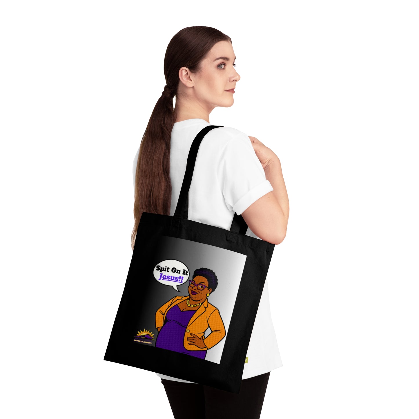 Empowering Organic Cotton Tote Bag: Spit On It Jesus, Eco-Friendly Shopping, Gift for Faith-Based Events, Stylish Everyday Use