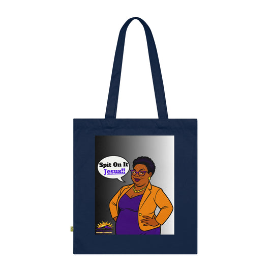 Empowering Organic Cotton Tote Bag: Spit On It Jesus, Eco-Friendly Shopping, Gift for Faith-Based Events, Stylish Everyday Use