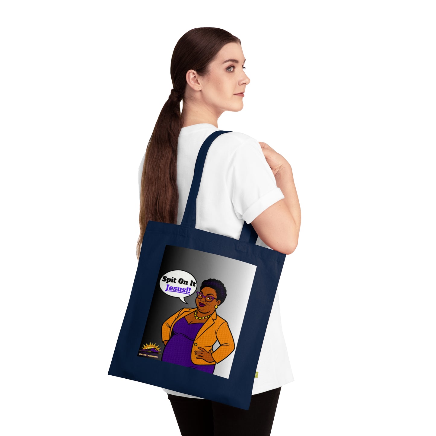 Empowering Organic Cotton Tote Bag: Spit On It Jesus, Eco-Friendly Shopping, Gift for Faith-Based Events, Stylish Everyday Use