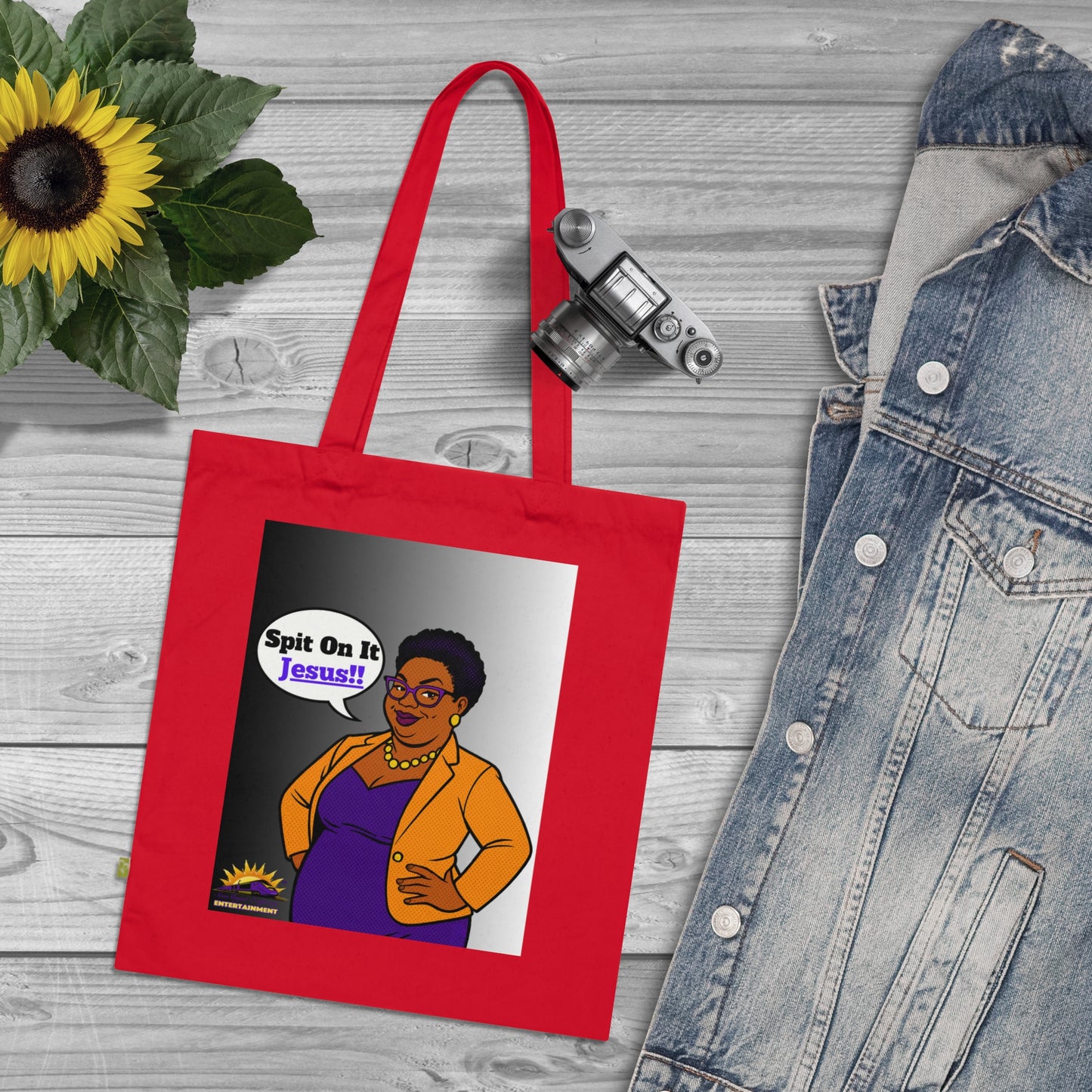 Empowering Organic Cotton Tote Bag: Spit On It Jesus, Eco-Friendly Shopping, Gift for Faith-Based Events, Stylish Everyday Use